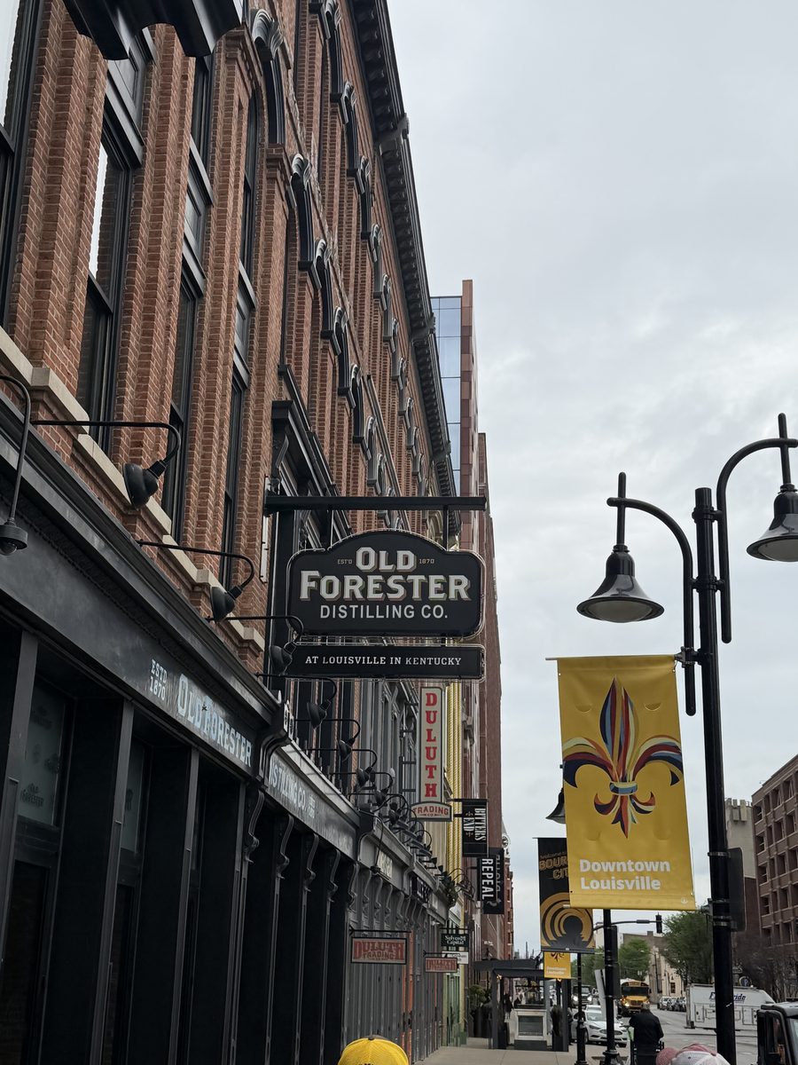 Old Forester Distilling Co. sign on Whiskey Row in downtown Louisville