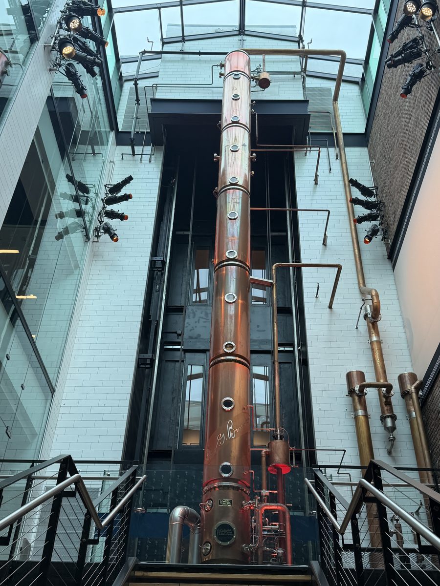 Old Forester copper column still full view from below with skylight